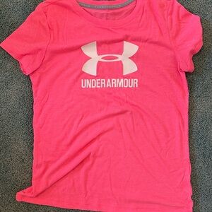Under Armour Vibrant Pink Tee with White Logo